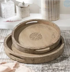 Carved Round Tray Large
